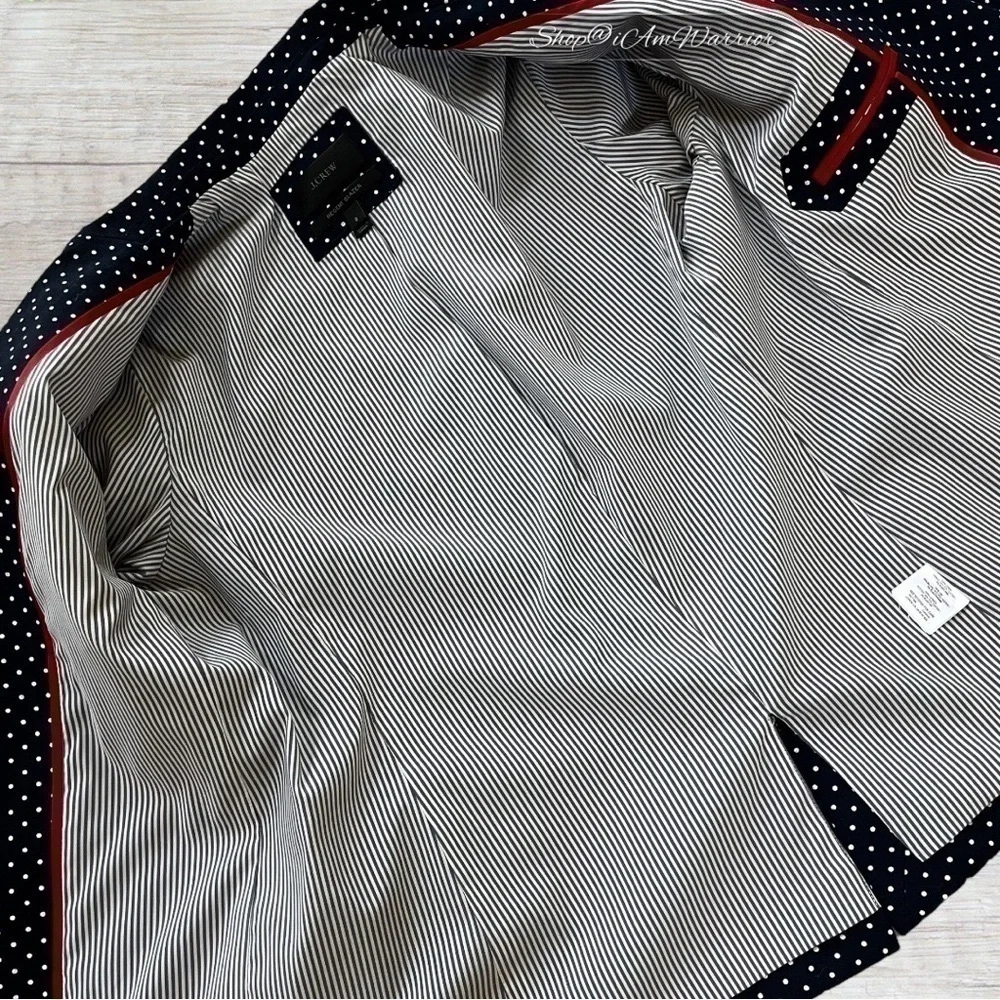 J.Crew navy Regent one button micro polka dot blazer *shop@iamwarrior